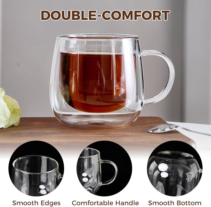 Double Wall Glass Coffee Mugs 10 Oz - Image 4