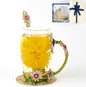 Flower Tea Cup, Daisy Flower Clear Glass Fancy Coffee Mug by Unknown