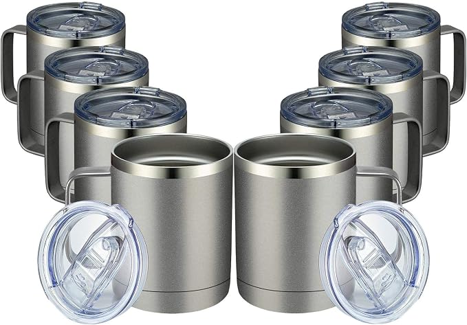 MEWAY 12oz Coffee Mug With Handle 8 Pack Bulk, Stainless Steel Insulated Travel by MEWAY