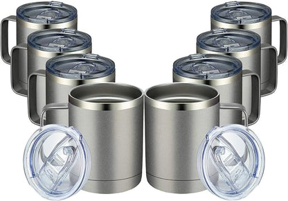 MEWAY 12oz Coffee Mug With Handle 8 Pack Bulk, Stainless Steel Insulated Travel by MEWAY