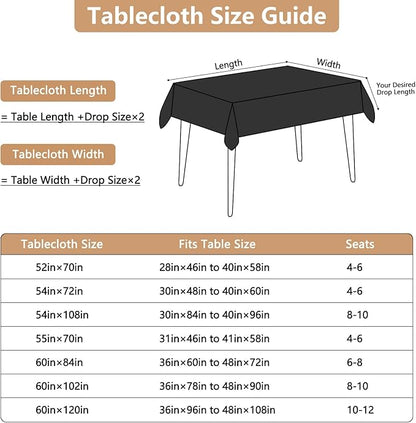 Fabric Black Rectangle Table Cloth Textured Stain Resistant & Wipeable Rectangular Tablecloth Easy Clean for Dining Banquet Party 60 x 120 Inch