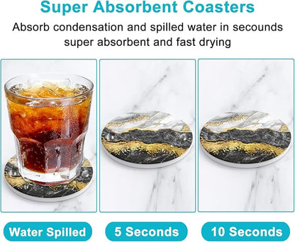 Coasters for Drinks, Kitchen Home Decor Housewarming Gift, Round 4 in - Image 3