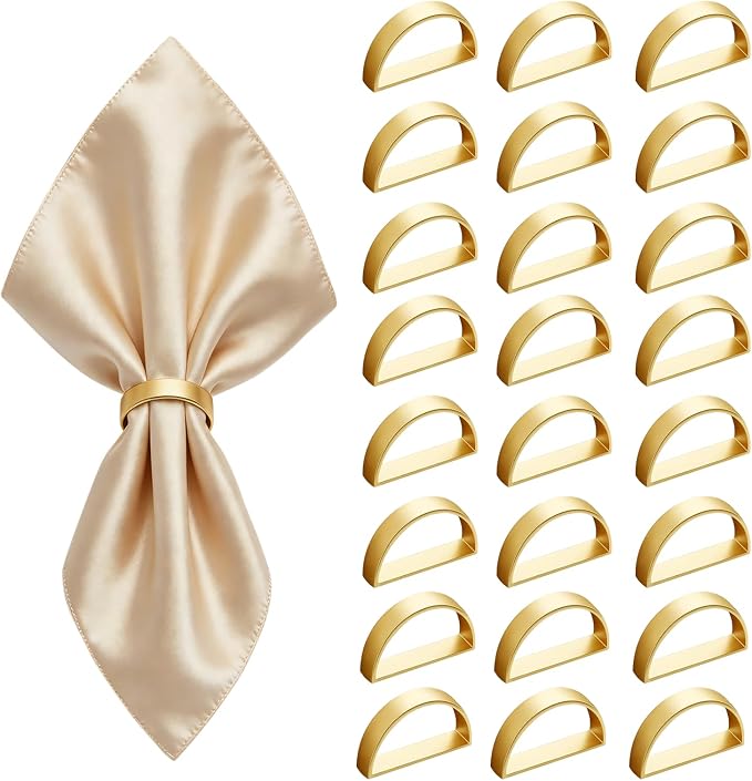 Napkin Rings Set of 6, Metallic Napkin Ring Holder Buckles | Napkin Ring Bulk by Unknown