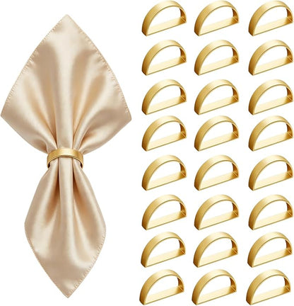 Napkin Rings Set of 6, Metallic Napkin Ring Holder Buckles | Napkin Ring Bulk by Unknown