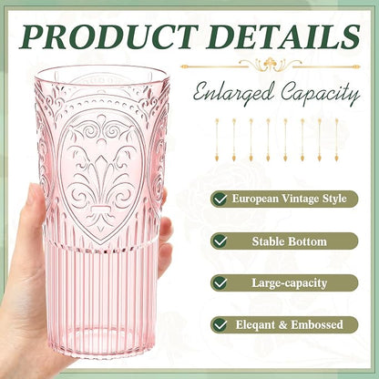 Wiwiqing 20oz Vintage Plastic Ribbed Tumblers Set of 12, Baby Shower, Birthday - Image 2