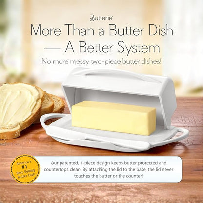 Flip Top Butter Dish with Attached Lid & Matching Knife - Image 2