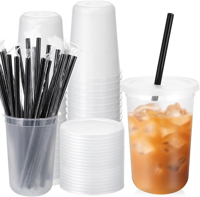 Lounsweer 15 Pcs Clear Reusable Cups by Lounsweer