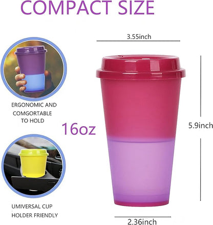 Color Changing Cups, 5 Pack 24oz Plastic Tumblers, Reusable Iced Coffee & - Image 2