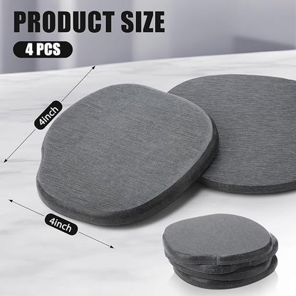 Diatomaceous Earth Coasters Set of 4，Cool Absorbent Quick-Dry Drink Coasters for Desks, Cute Modern Stone Design with Stylish Grey Aesthetic (4, Grey)