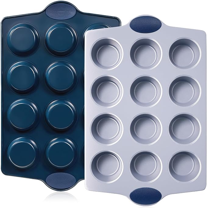 BRONYPRO Ceramic Muffin Pan, 12-Cup Nonstick Aluminized Steel Cupcake Pans by Bronypro