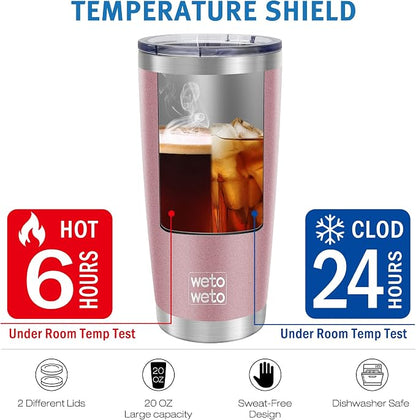 WETOWETO 20oz Tumbler, Stainless Steel Vacuum Insulated Coffee Travel Mug - Image 4
