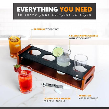 Ksestor Flight Board with 4 Glasses - Image 4