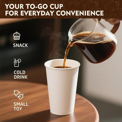 YEEHAW 16 oz 200 Pack White Disposable Paper Coffee Cups | - Image 4