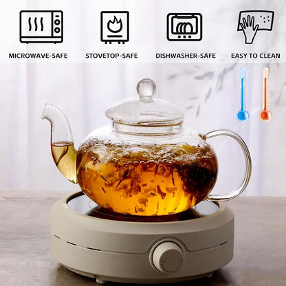 Glass Teapot Set, 40OZ/1200ml Stovetop Safe Glass Tea Kettle - Image 6