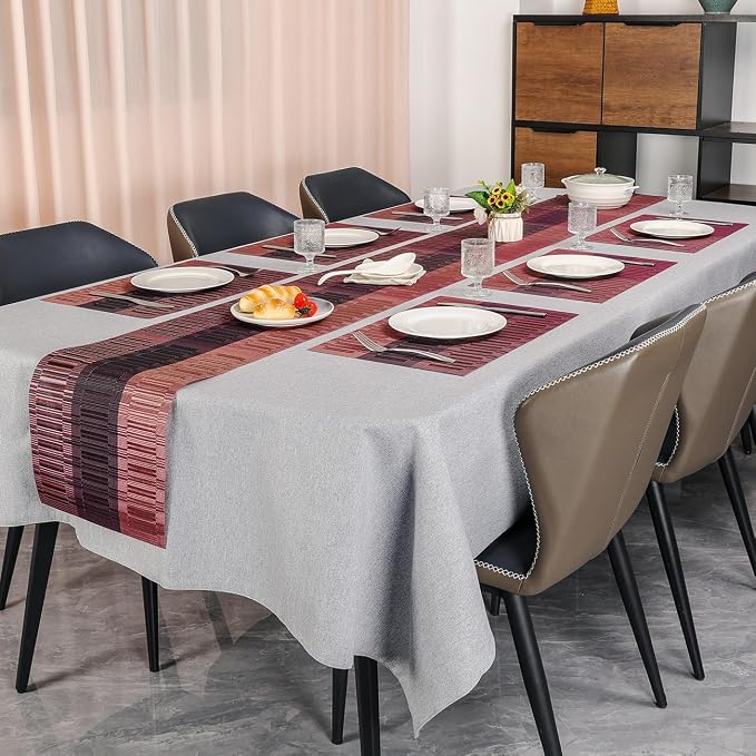 Table Runner 53 Inches Long, Vinyl Woven Farmhouse Table Runners | Washable - Image 6