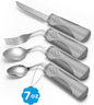 Adaptive Utensils (4-Piece Kitchen Set) Weighted 7 oz - 42° Angled Utensils for Parkinson's Patients, Hand Tremors, Arthritis & Elderly - Weighted Silverware for Hand Tremors (Right Handed)