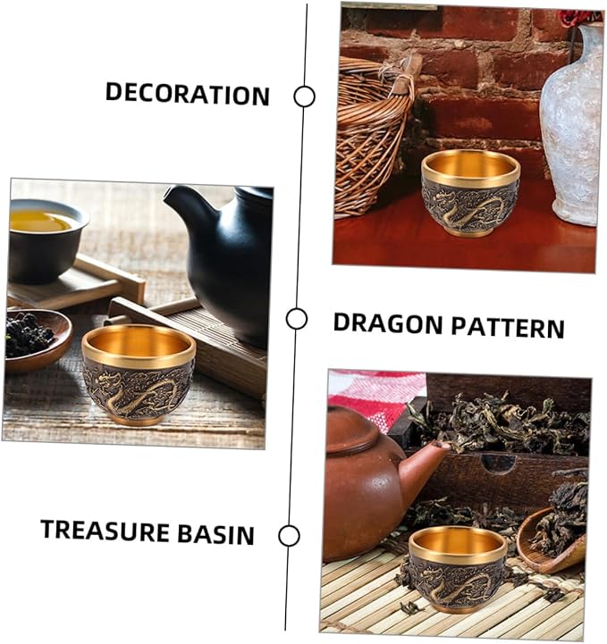 ABOOFAN 2 Pcs Chinese Style Retro Teacup Dragon Pattern Antique Tea Cup Solid - Image 4