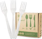 Compostable Fork, 100 Biodegradable Silverware by HERLLY