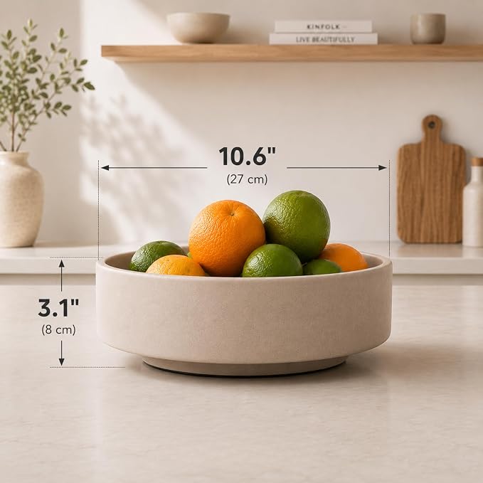 Large Fruit Bowl for Kitchen Counter, Modern Resin Pedestal Centerpiece - Image 2