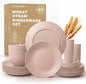 Wheat Straw Dinnerware Sets for 8, 40 Piece Unbreakable Dinnerware Set by Perlapoc