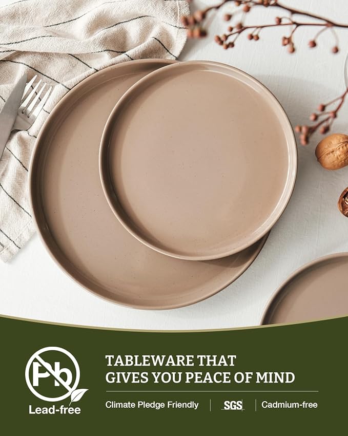Famiware Milkyway 24-Piece Stoneware Plates and Bowls, Cinnamon Brown | - Image 5