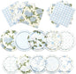 60Pcs Floral Plates and Napkins-Blue White Party Supplies Vintage Flower Tea by CMUSKO