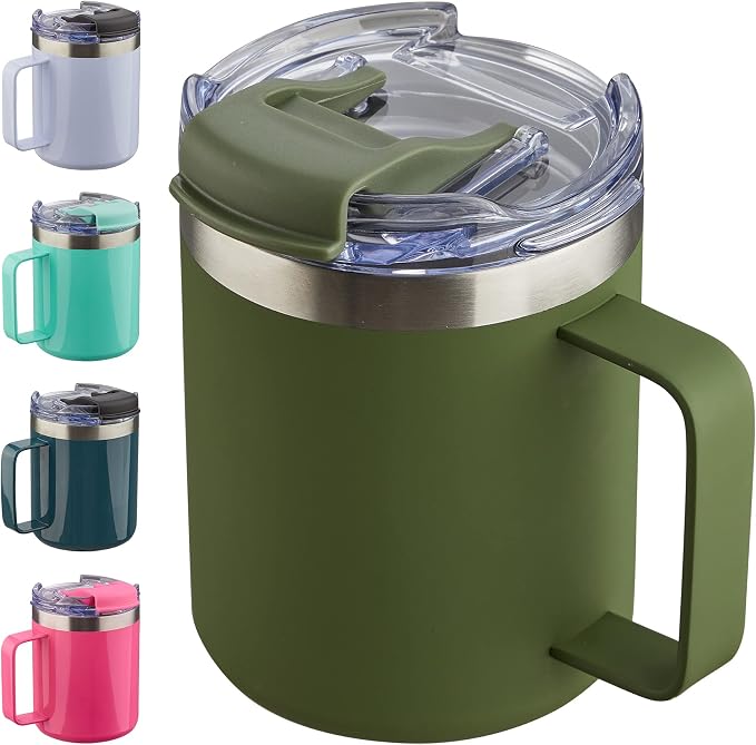 12oz Insulated Travel Coffee Mug by ALOUFEA