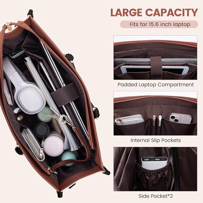 LOVEVOOK Laptop Bag for Women 15.6 lnch, Waterproof Laptops Tote Bags for Womens - Image 3