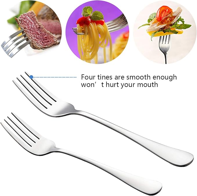 Silverware Set Service for 2, E-far 10-Piece Stainless Steel Flatware Set - Image 2