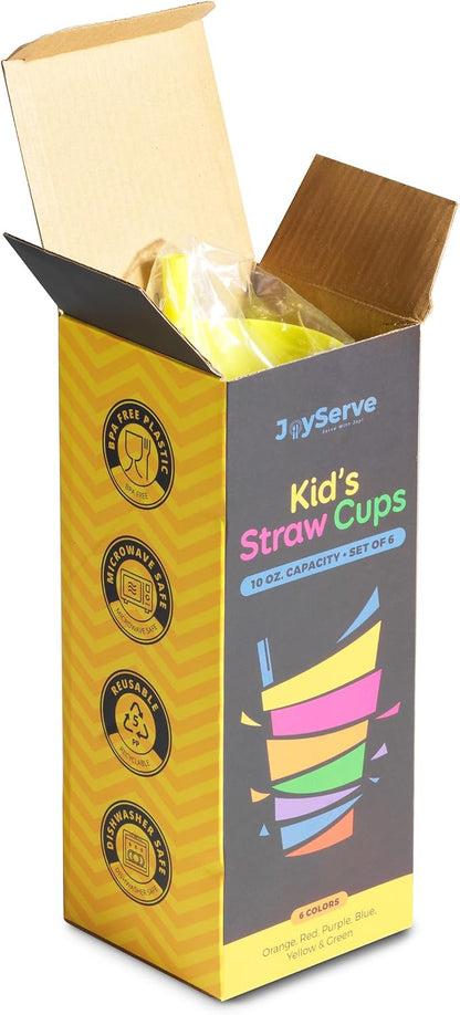 JoyServe 10 Oz Kids Cups with Built-In Straws BPA-Free Tumblers | Stackable - Image 7