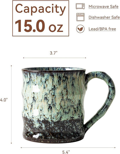 Unique Reactive Glaze Ceramic Coffee Mug - 15 oz Large Coffee Cup - Image 9