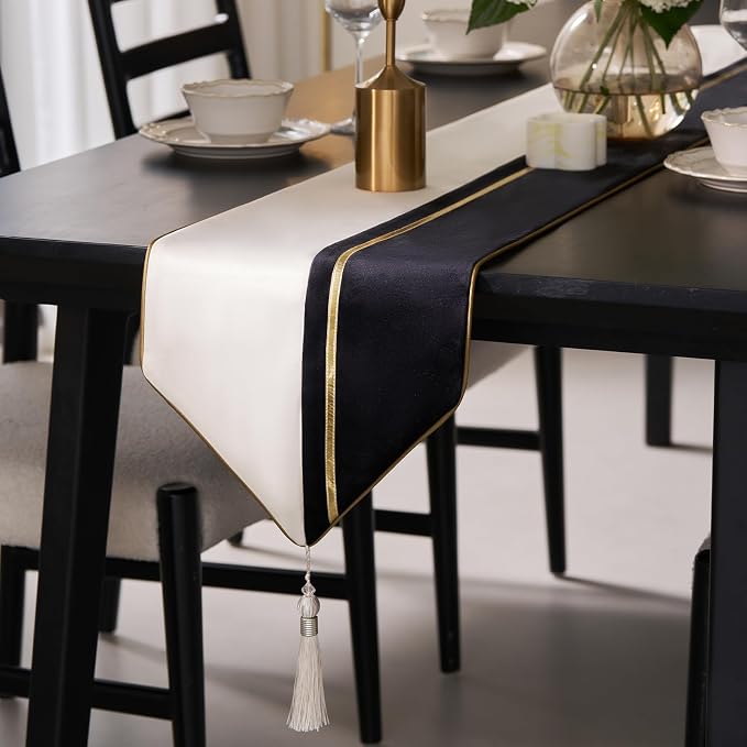 Avigers Table Runner 12 x 108 Inch, Tassels | Faux Silk double-layer accent by Avigers