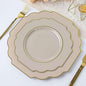 Taupe Hard Plastic Dessert Plates, 50 Pack 8" Disposable Round Baroque Plates by TCFLinen