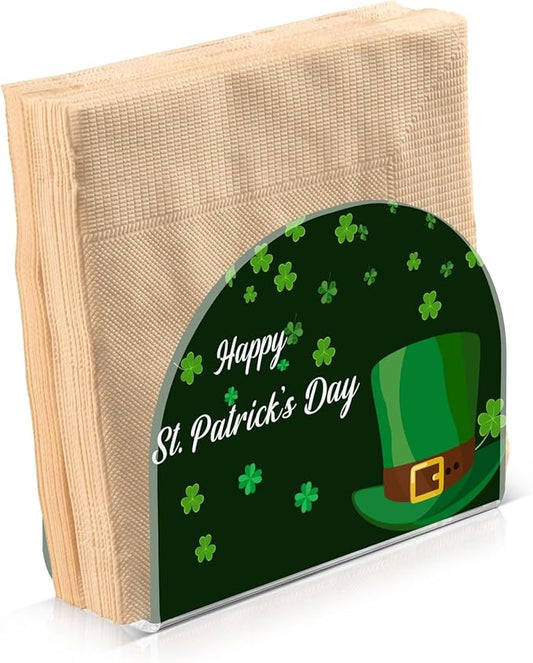 Napkin Holder Happy St Patrick's Day Hat Crystal Clear Acrylic Napkin Holders Paper Napkin Holder Dining Table Dispenser for Kitchen Restaurant Home Decor Bar Accessories