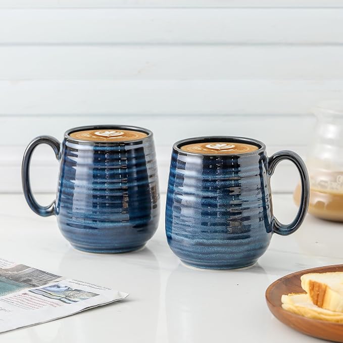HASENSE Large Coffee Mugs Set of 2, Porcelain 20 oz Coffee Cups - Image 5