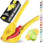 Zulay Kitchen Metal 2-in-1 Lemon Squeezer - Sturdy Max Extraction Hand Juicer Lemon Squeezer Gets Every Last Drop - Easy to Clean Manual Citrus Juicer - Easy-Use Lemon Juicer Squeezer - Yellow/Red