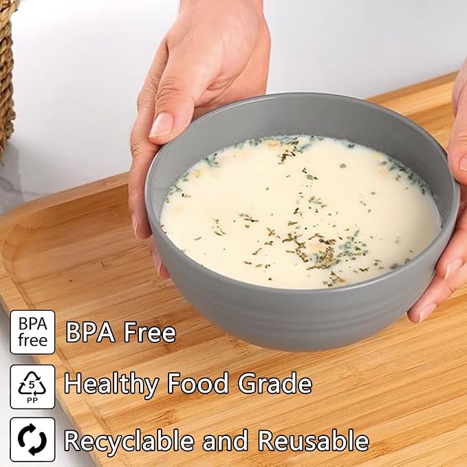 Unbreakable Wheat Straw Cereal Bowls Set of 4, 24 OZ Microwave and Dishwasher - Image 3
