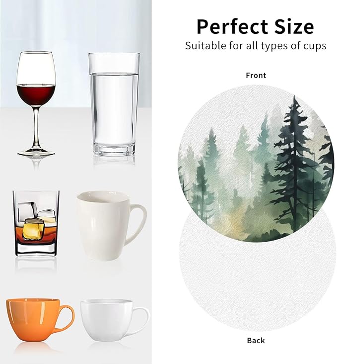 Forest Pine Trees Coasters Set of 6 Coasters - Image 9
