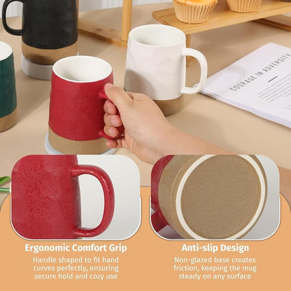 BYCNZB 13oz Ceramic Coffee Cups set of 4, Modern Mugs - Image 5