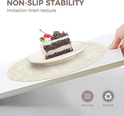 NCUE 13" Faux Leather Round Placemats Set of 6, Reversible Dual-Color | - Image 3
