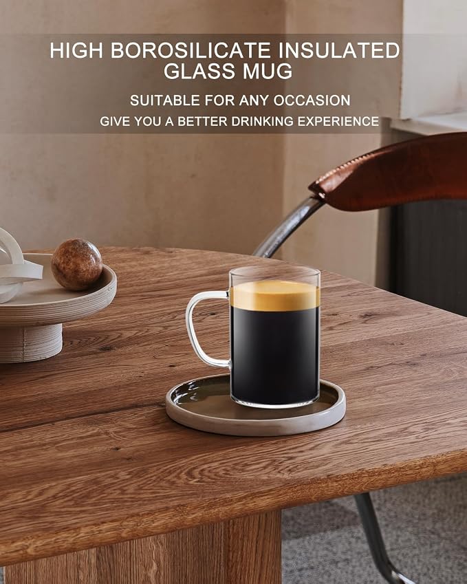 LUXU Glass Coffee Mugs, 16 oz Ice coffee cups, Large Beer Mugs Set of 4 | - Image 5