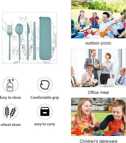 Travel Utensils with Case, Camping Reusable Utensils Set with Case | Plastic - Image 4