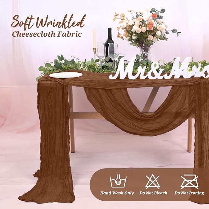 Pesonlook Cheesecloth Table Runner Brown, 10 Pack 17.7x108 inch, Long | Rustic - Image 9