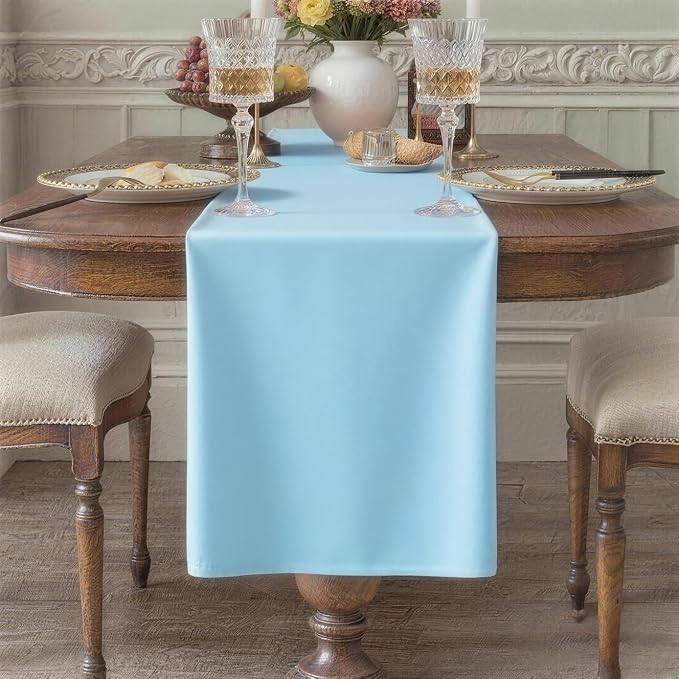 Baby Blue Table Runner, Waterproof Washable Runners 90 Inches Long | Reusable by KAIPHO