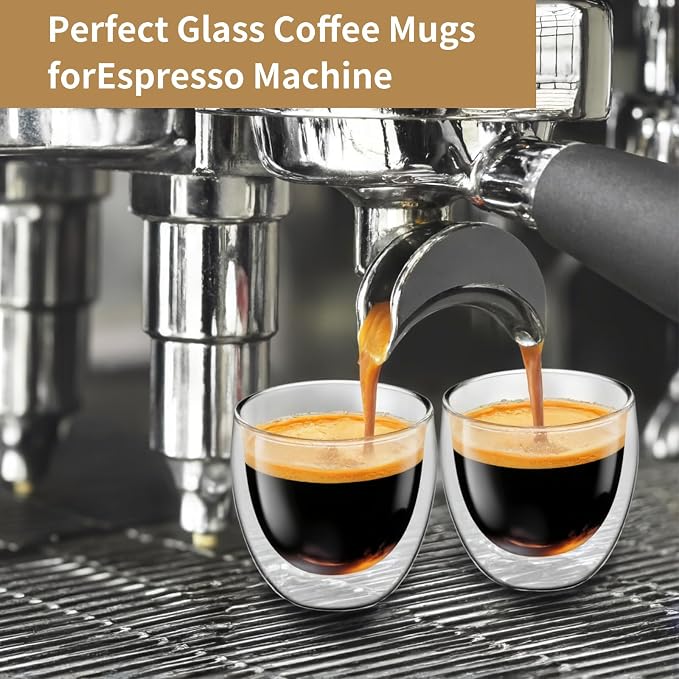 10oz Double Wall Espresso Cups Set of 4, Double Wall Insulated Espresso Mugs - Image 3