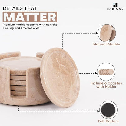Radicaln Round Marble Coasters Set of 6 - Image 5