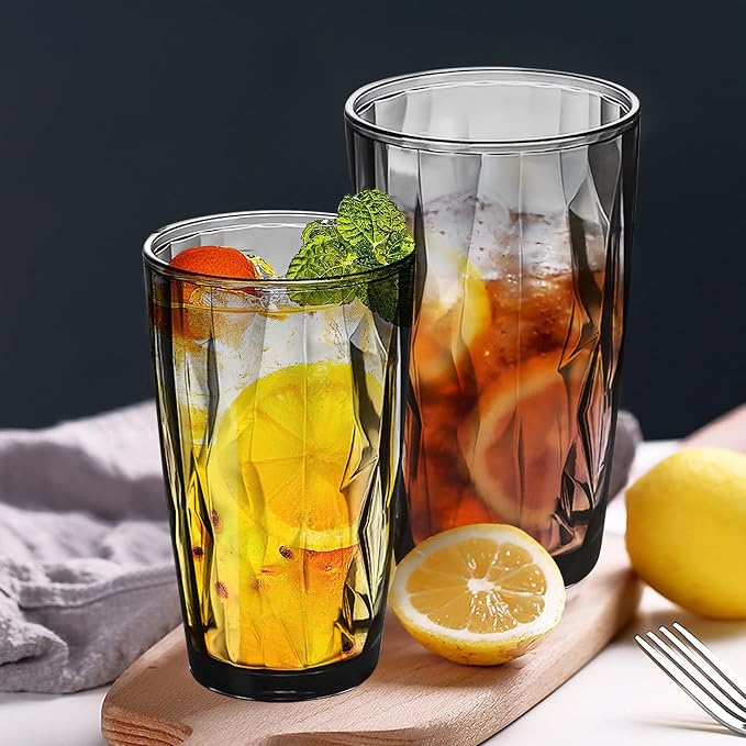 Top-spring 16 Oz Reusable Plastic Water Tumbler 8pcs Smoky Gray BPA Free | - Image 8