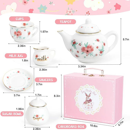 Porcelain Tea Set for Girls, Tea Party Set for Little Girls, Kids Tea Set - Image 2