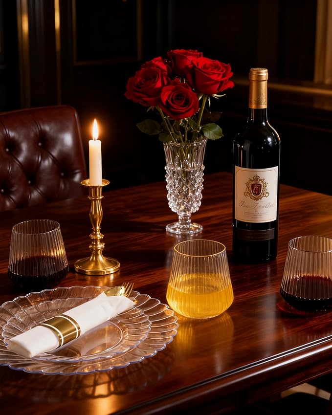 YOUBET 40Pack Plastic Ribbed Wine Glasses - Image 6
