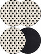 Wave Point Black Coasters Set of 4, Modern Minimalist Geometric on Linen Soft by PIEPLE